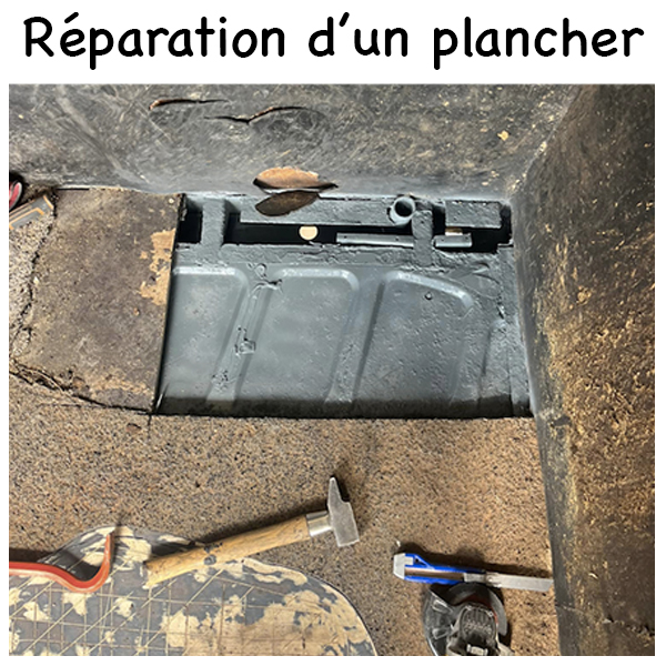 Photo de la réparation d'un plancher de van - étape 3